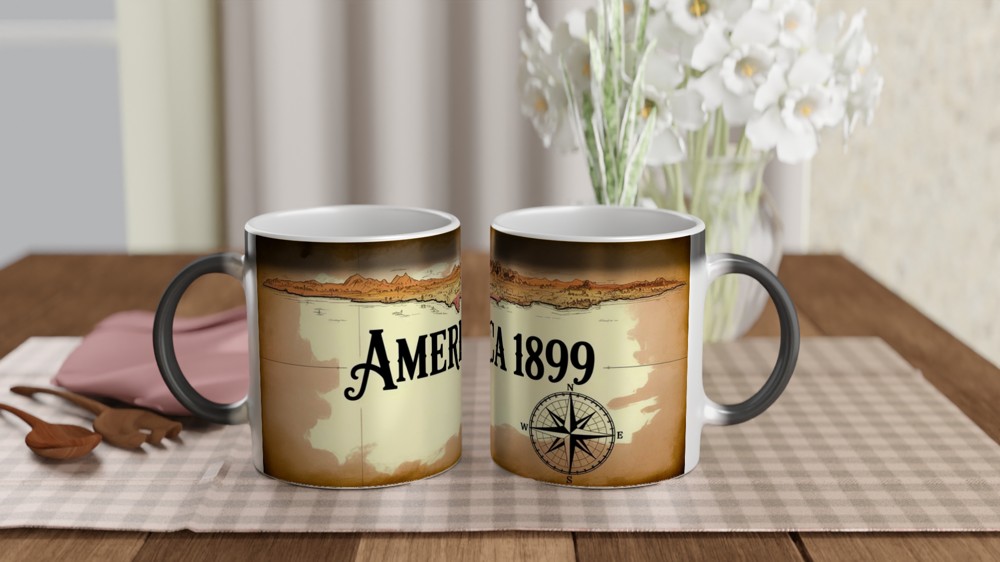 America 1899 Map Mug | Vintage Gaming Gift for Him | Cowboy Gamer Present | Wild West Coffee Cup — view 3
