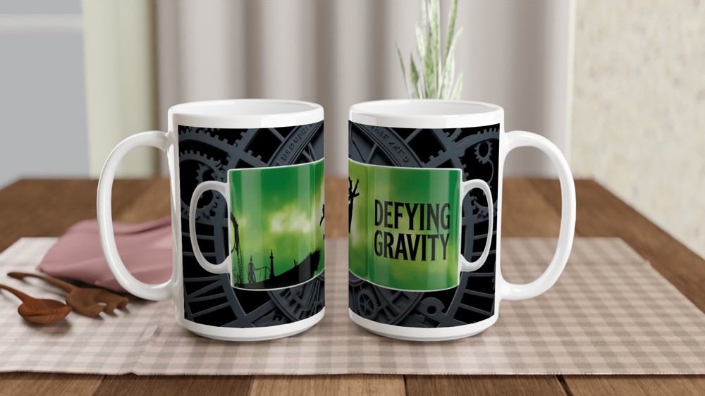 Wicked Defying Gravity Mug | Musical Theatre Gift | Emerald Clockwork Design | Present for Theatre Lovers — view 2