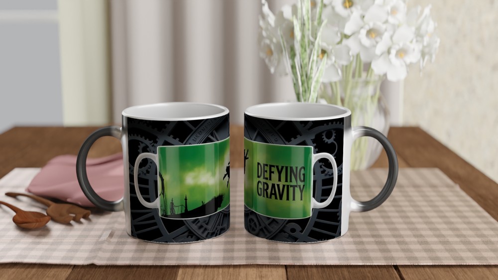 Wicked Defying Gravity Mug | Musical Theatre Gift | Emerald Clockwork Design | Present for Theatre Lovers — view 3
