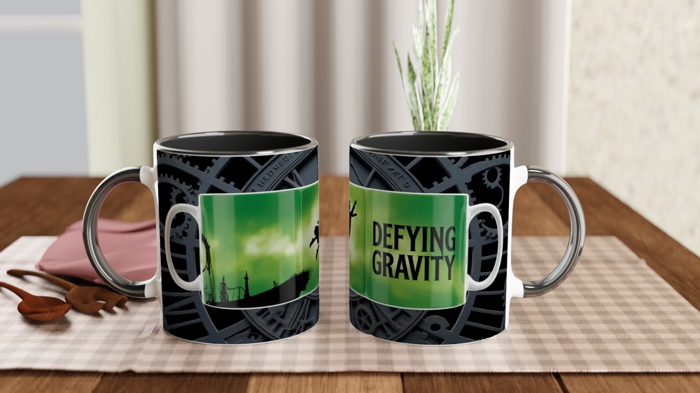Wicked Defying Gravity Mug | Musical Theatre Gift | Emerald Clockwork Design | Present for Theatre Lovers — view 9
