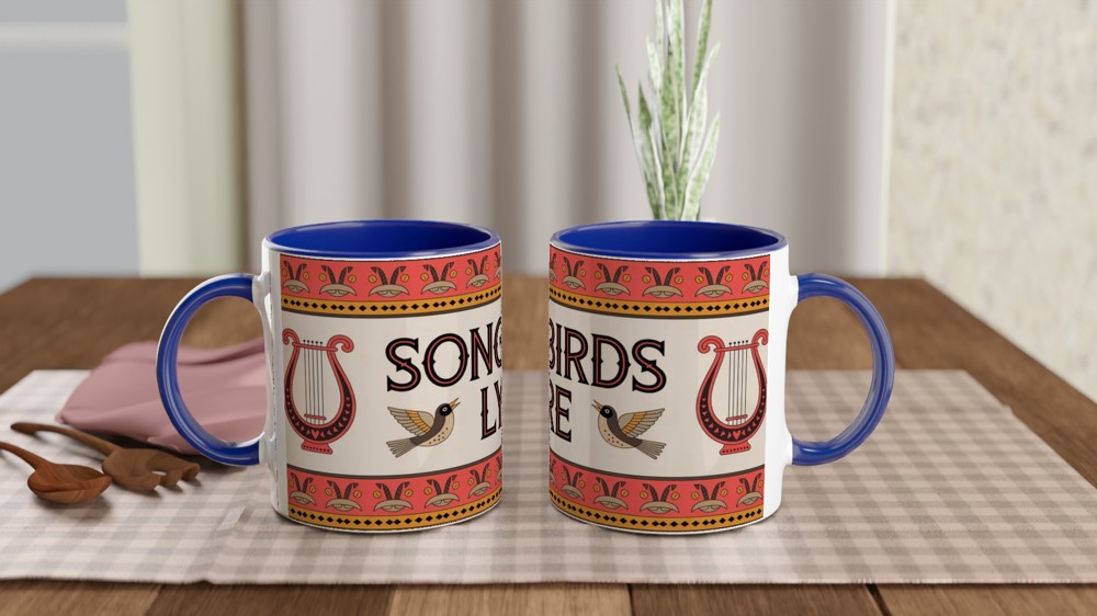 Songbirds Lyre Folk Art Decorative Mug — view 4