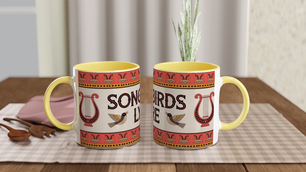 Songbirds Lyre Folk Art Decorative Mug — view 8