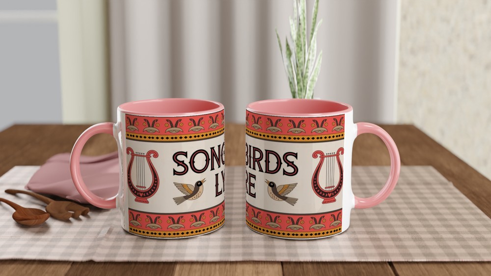 Songbirds Lyre Folk Art Decorative Mug — view 6