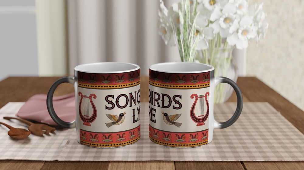 Songbirds Lyre Folk Art Decorative Mug — view 3