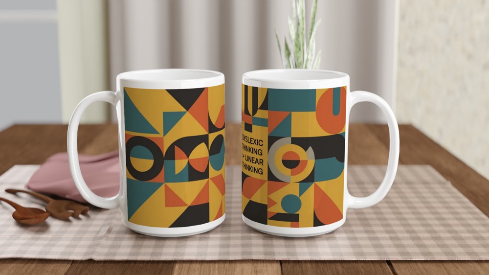 Dyslexic Thinking > Linear Thinking Geometric Mug — view 2