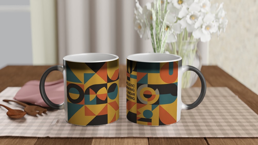 Dyslexic Thinking > Linear Thinking Geometric Mug — view 3