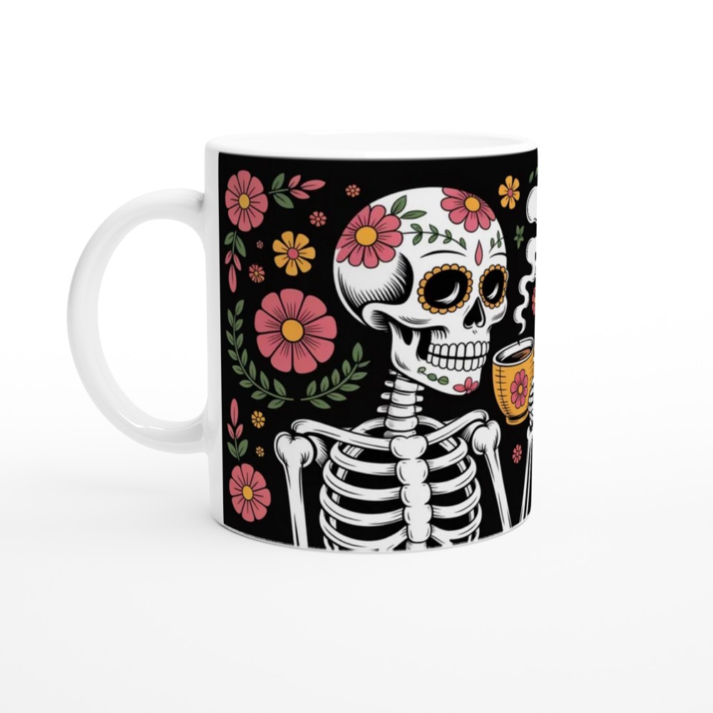 Dead Inside But Caffeinated Sugar Skull Coffee Mug — view 10