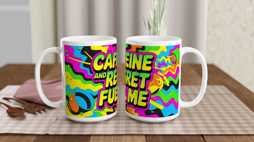 Caffeine And Regret Fuel Me - Funny Coffee Lover Mug — view 2