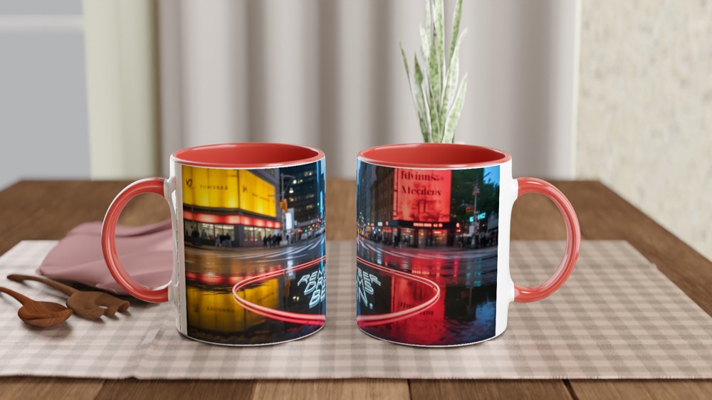 Remember Dreams Begin - Neon Heart City Street Inspirational Mug — view 7