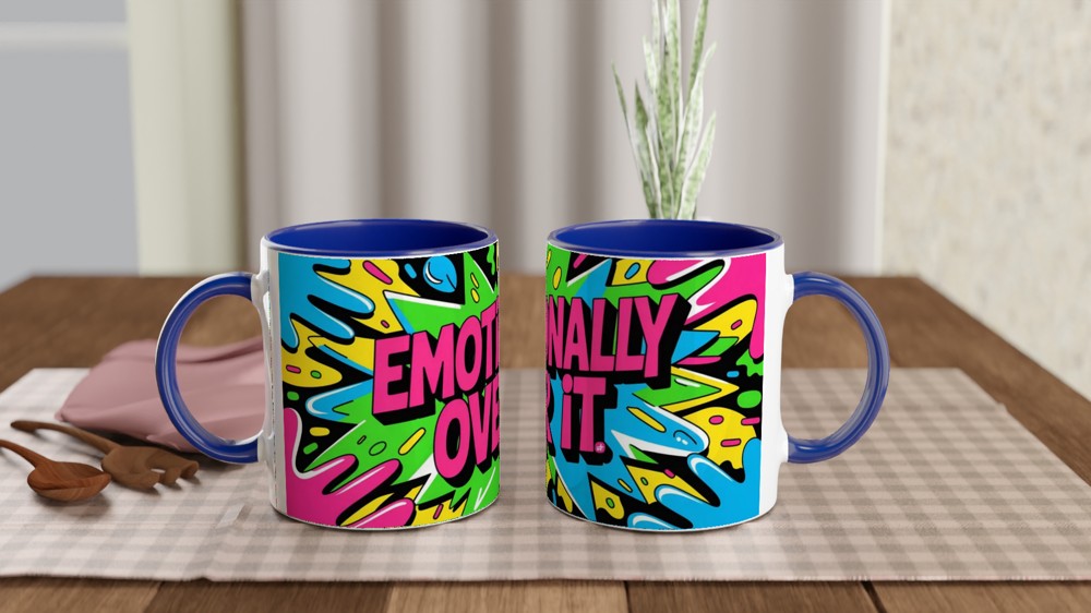 Emotionally Over It Mug | Neon Graffiti Sarcastic Gift | Funny Coffee Mug for Friends — view 4