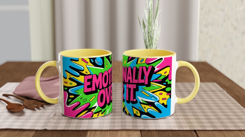 Emotionally Over It Mug | Neon Graffiti Sarcastic Gift | Funny Coffee Mug for Friends — view 8