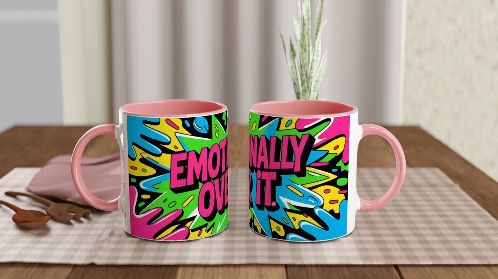Emotionally Over It Mug | Neon Graffiti Sarcastic Gift | Funny Coffee Mug for Friends — view 6
