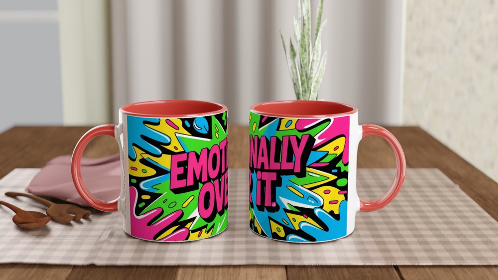 Emotionally Over It Mug | Neon Graffiti Sarcastic Gift | Funny Coffee Mug for Friends — view 7