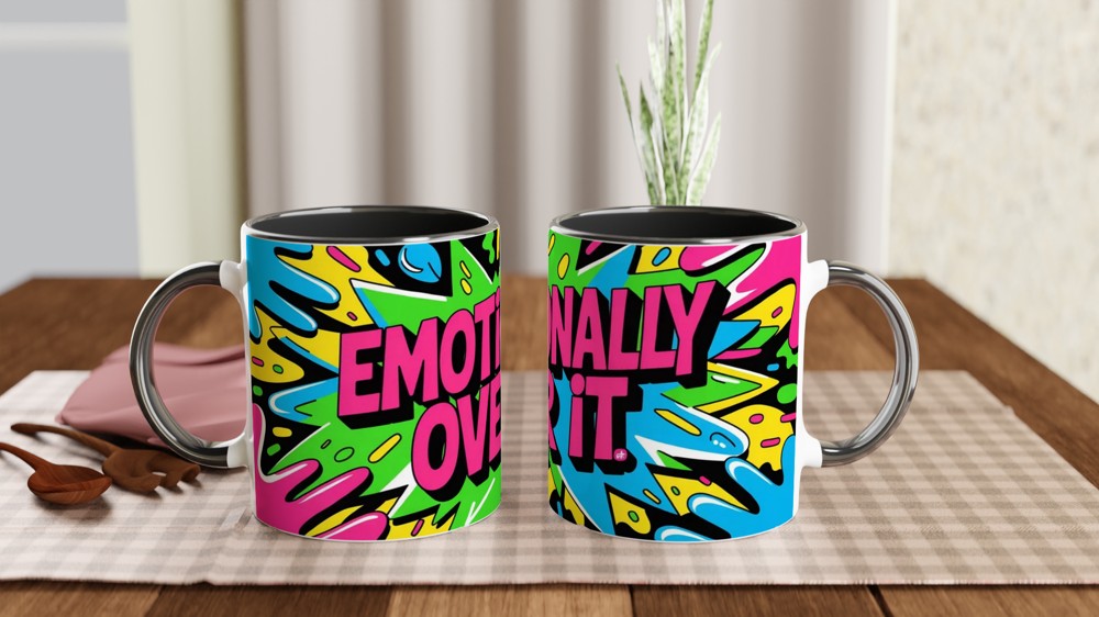 Emotionally Over It Mug | Neon Graffiti Sarcastic Gift | Funny Coffee Mug for Friends — view 9