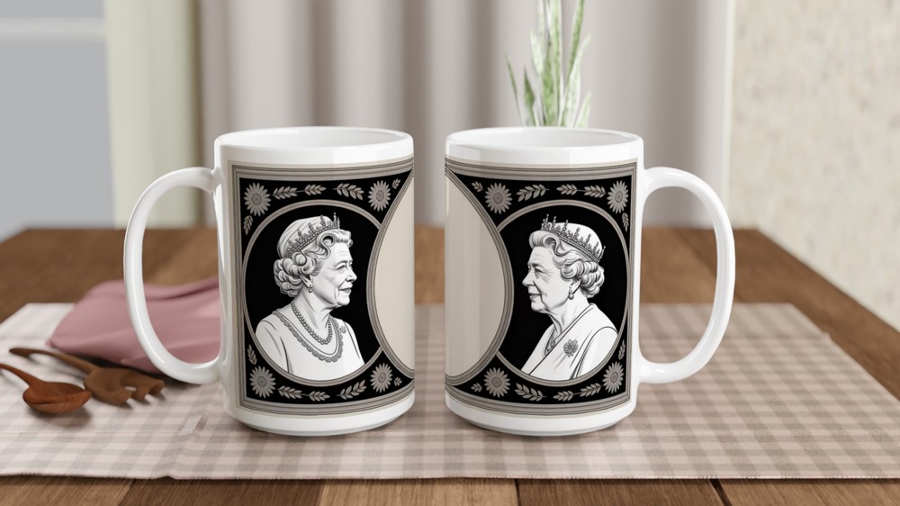 Queen Elizabeth II Memorial Mug | Royal Commemorative Gift | British Coin Inspired Art Mug | Gift for Mum and Dad — view 2