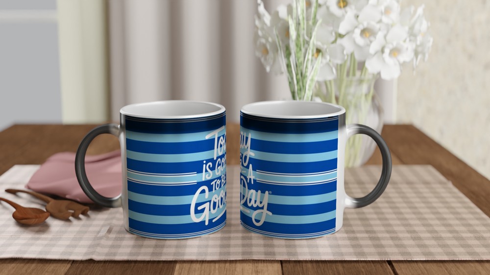 Dear Evan Hansen Mug | "Today Is Going To Be A Good Day" Quote | Musical Theatre Gift | Blue Polo Stripe Design — view 3