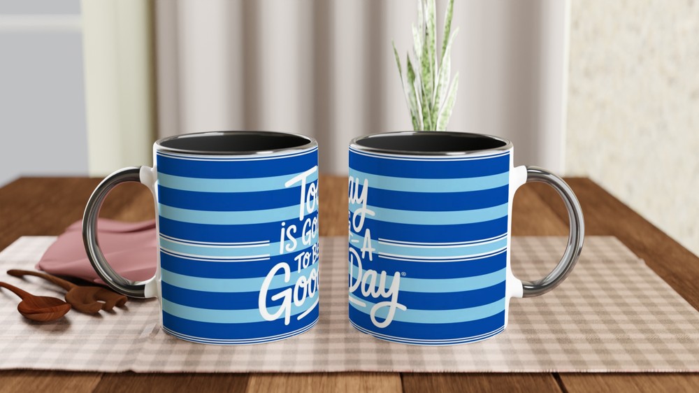Dear Evan Hansen Mug | "Today Is Going To Be A Good Day" Quote | Musical Theatre Gift | Blue Polo Stripe Design — view 9