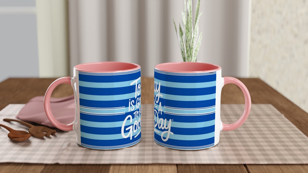 Dear Evan Hansen Mug | "Today Is Going To Be A Good Day" Quote | Musical Theatre Gift | Blue Polo Stripe Design — view 6