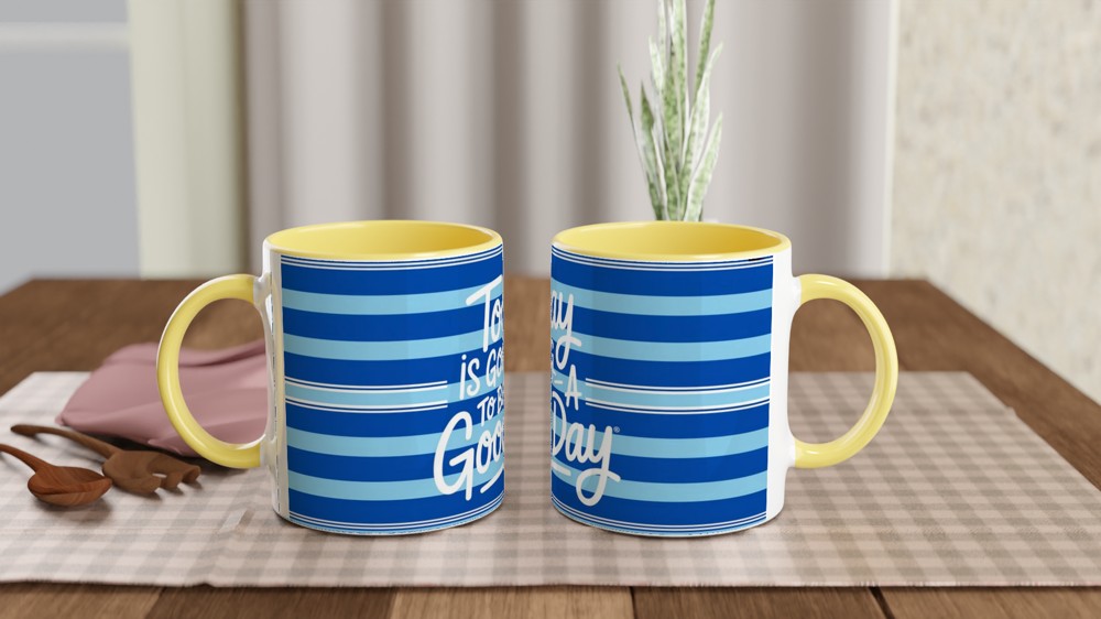 Dear Evan Hansen Mug | "Today Is Going To Be A Good Day" Quote | Musical Theatre Gift | Blue Polo Stripe Design — view 8