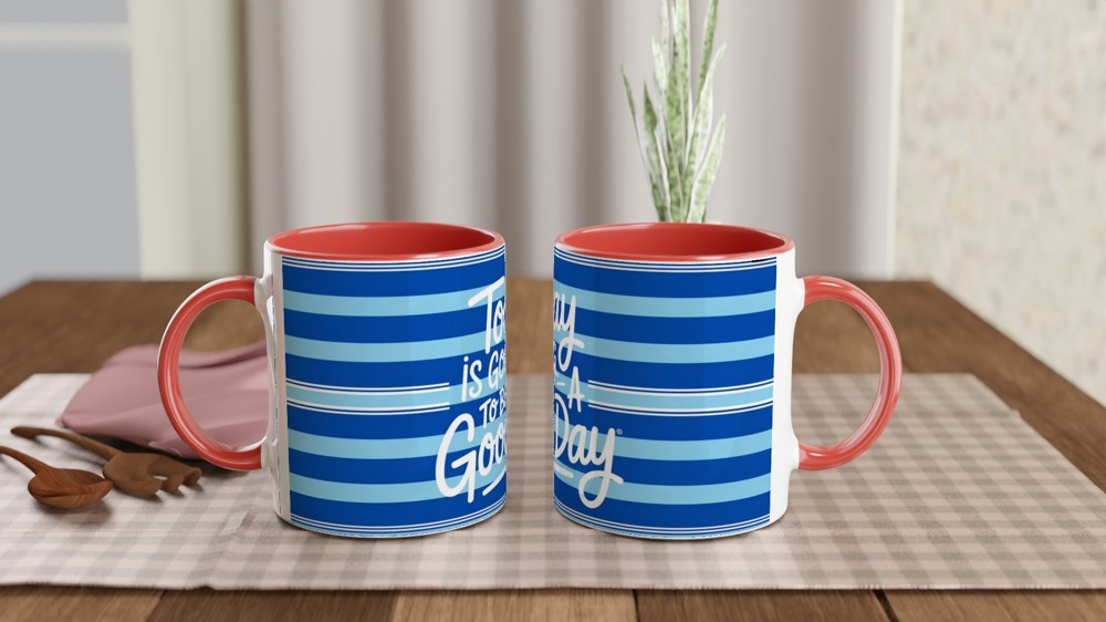 Dear Evan Hansen Mug | "Today Is Going To Be A Good Day" Quote | Musical Theatre Gift | Blue Polo Stripe Design — view 7