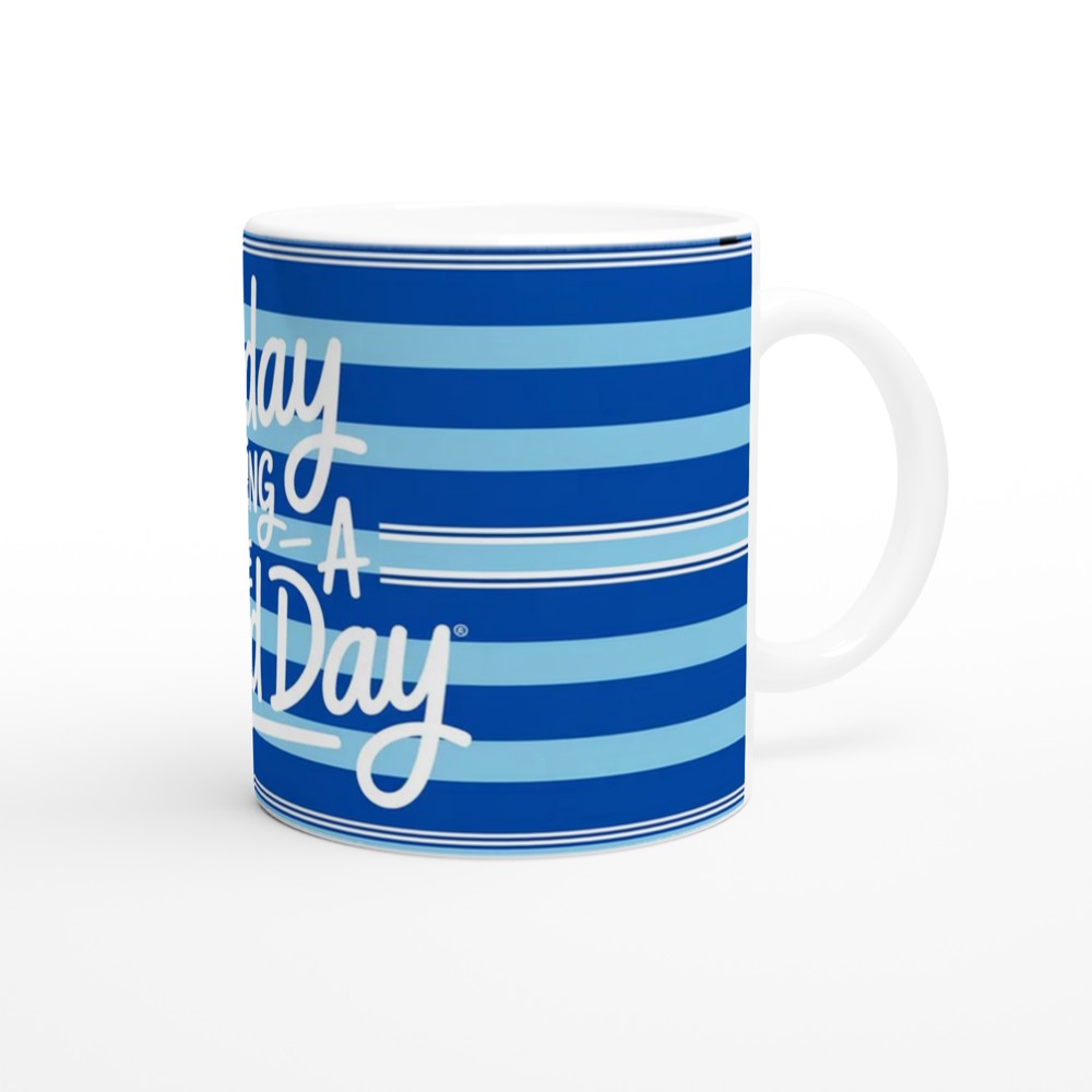 Dear Evan Hansen Mug | "Today Is Going To Be A Good Day" Quote | Musical Theatre Gift | Blue Polo Stripe Design — view 12