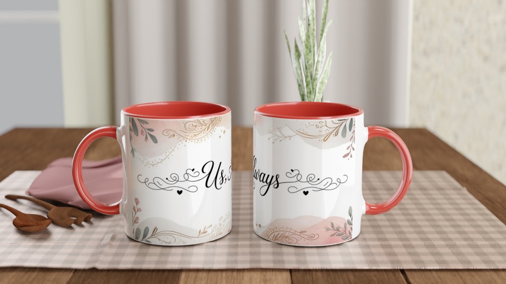 Us, Always - Romantic Watercolour Floral Couples Mug — view 7
