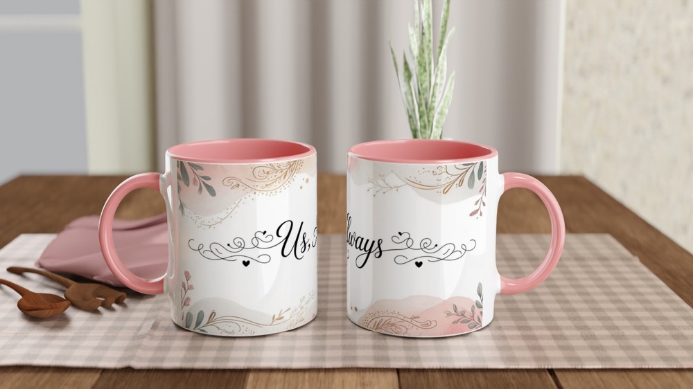 Us, Always - Romantic Watercolour Floral Couples Mug — view 6