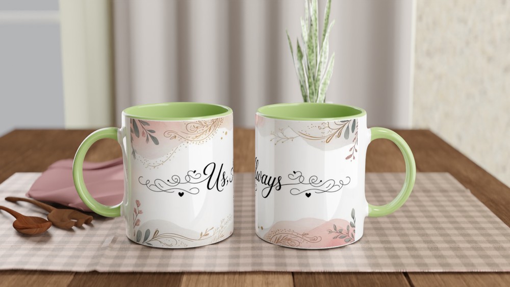 Us, Always - Romantic Watercolour Floral Couples Mug — view 5