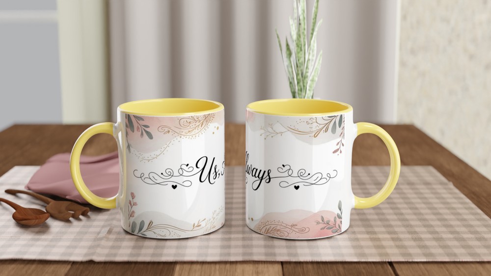 Us, Always - Romantic Watercolour Floral Couples Mug — view 8