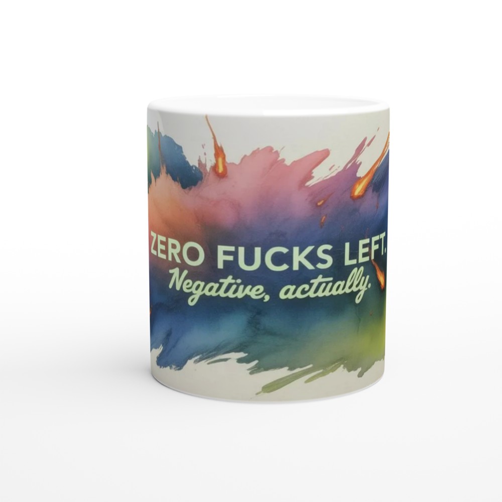 Zero Fucks Left Negative Actually - Funny Watercolour Mug — view 11