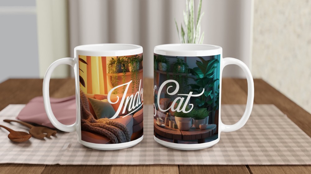 Indoor Cat Cosy Living Room Mug — view 2