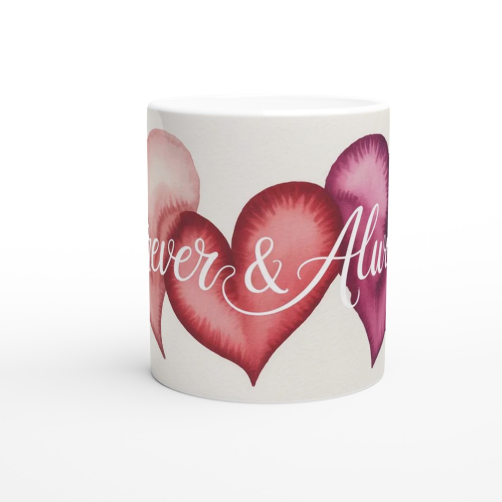 Forever & Always Mug | Watercolour Hearts Love Gift | Romantic Anniversary Present | Valentines Mug for Husband Wife or Couple — view 11