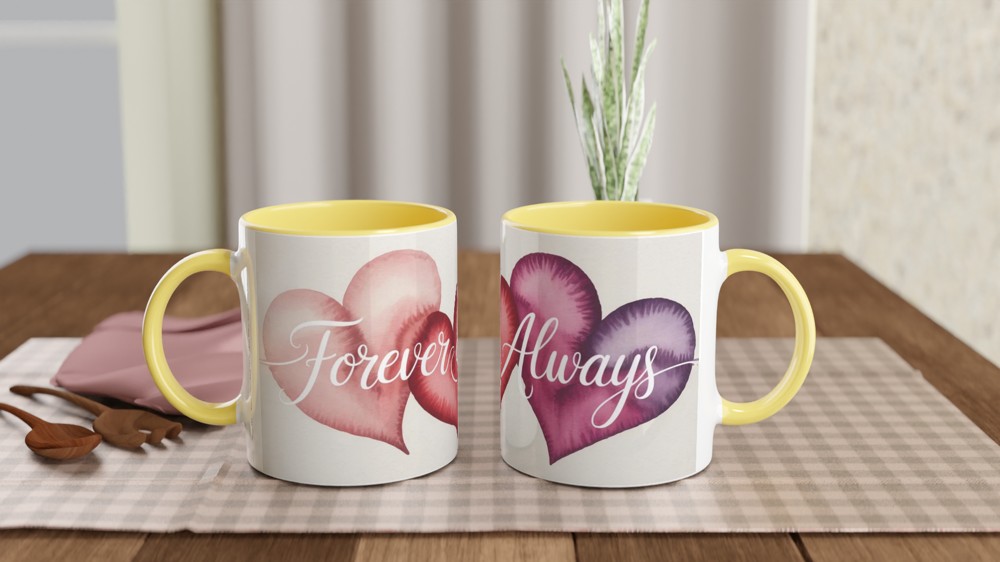 Forever & Always Mug | Watercolour Hearts Love Gift | Romantic Anniversary Present | Valentines Mug for Husband Wife or Couple — view 8