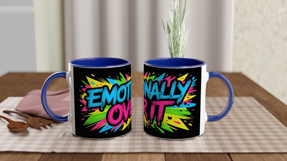 Emotionally Over It - Neon Graffiti Style Mug — view 4