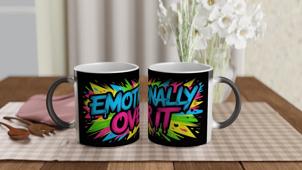 Emotionally Over It - Neon Graffiti Style Mug — view 3