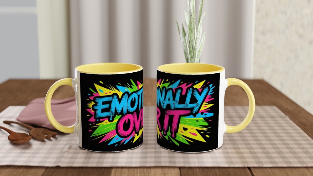 Emotionally Over It - Neon Graffiti Style Mug — view 8