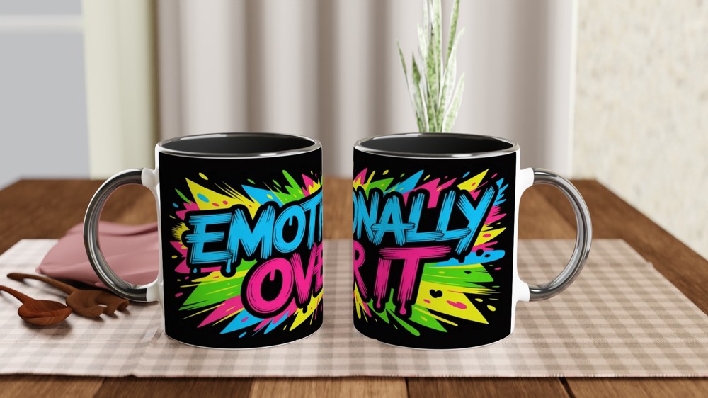 Emotionally Over It - Neon Graffiti Style Mug — view 9