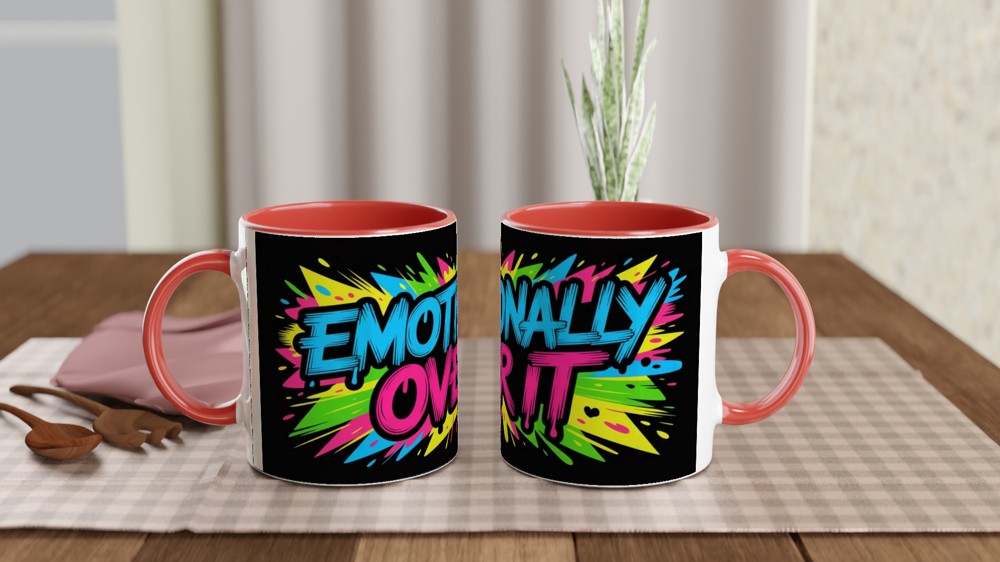 Emotionally Over It - Neon Graffiti Style Mug — view 7