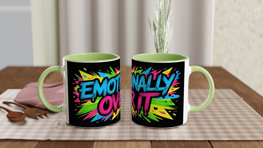 Emotionally Over It - Neon Graffiti Style Mug — view 5