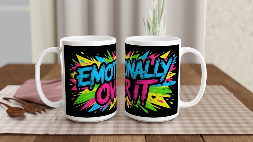 Emotionally Over It - Neon Graffiti Style Mug — view 2