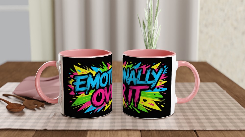 Emotionally Over It - Neon Graffiti Style Mug — view 6