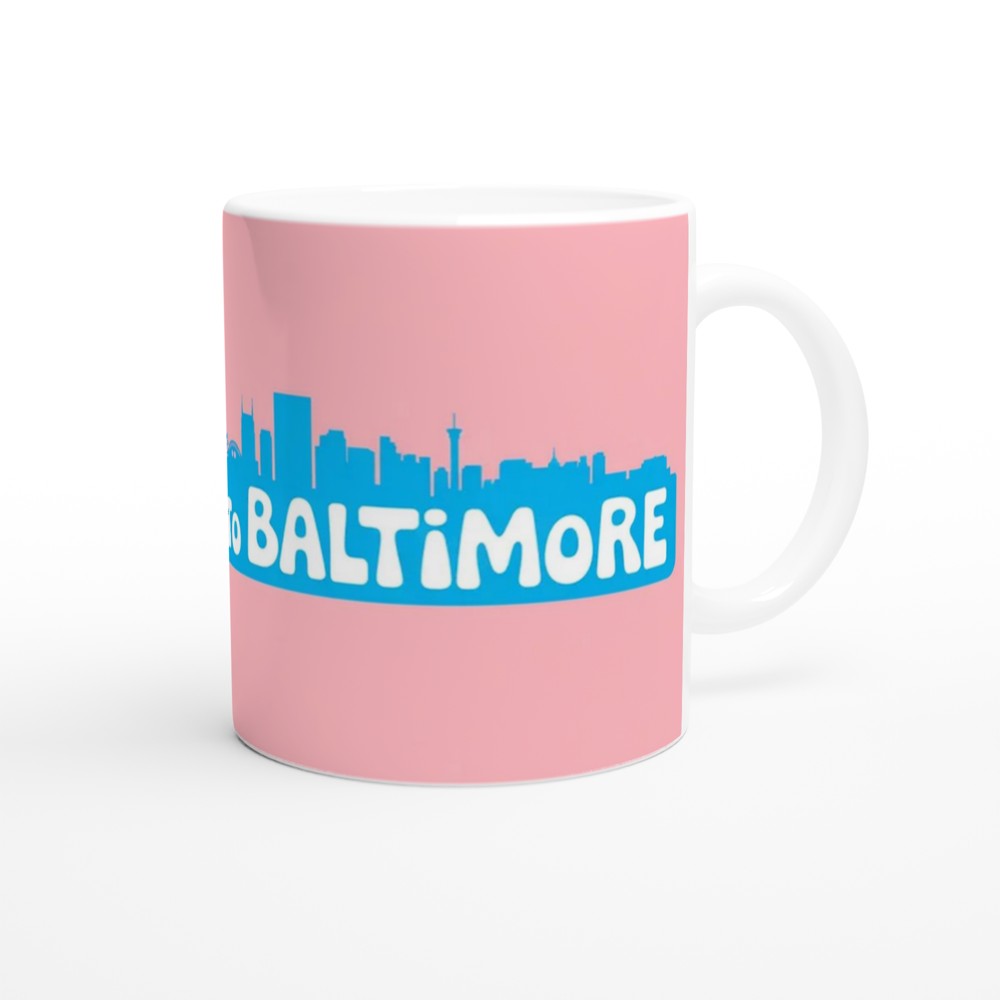 Hairspray Mug | 'Welcome To Baltimore' Quote | Musical Theatre Gift | Retro 1960s Skyline Present — view 12