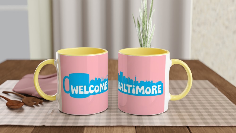 Hairspray Mug | 'Welcome To Baltimore' Quote | Musical Theatre Gift | Retro 1960s Skyline Present — view 8