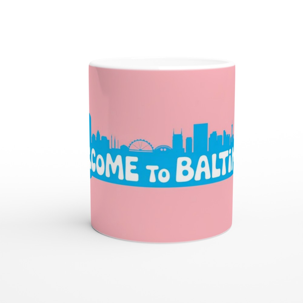 Hairspray Mug | 'Welcome To Baltimore' Quote | Musical Theatre Gift | Retro 1960s Skyline Present — view 11