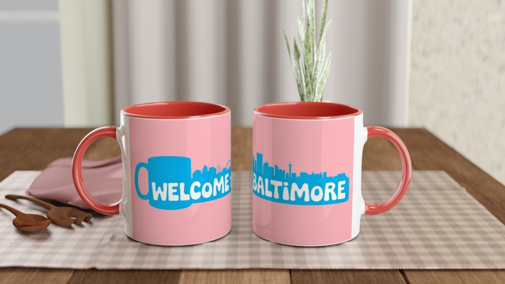Hairspray Mug | 'Welcome To Baltimore' Quote | Musical Theatre Gift | Retro 1960s Skyline Present — view 7