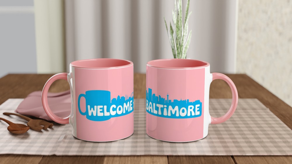 Hairspray Mug | 'Welcome To Baltimore' Quote | Musical Theatre Gift | Retro 1960s Skyline Present — view 6
