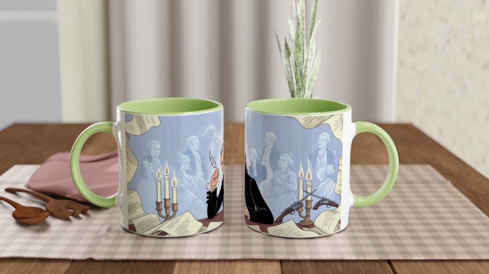Founding Father Writing at Desk Illustration Mug — view 5