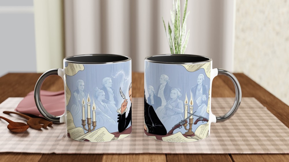 Founding Father Writing at Desk Illustration Mug — view 9