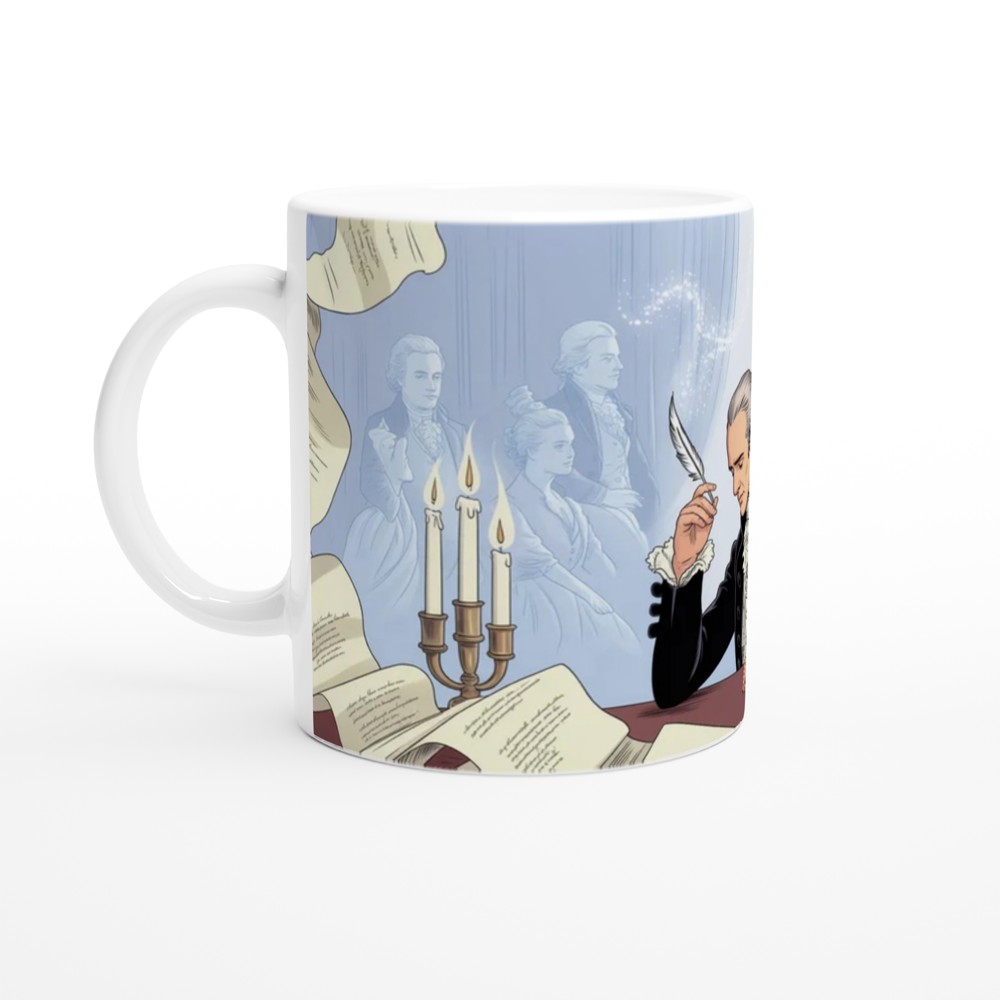 Founding Father Writing at Desk Illustration Mug — view 10