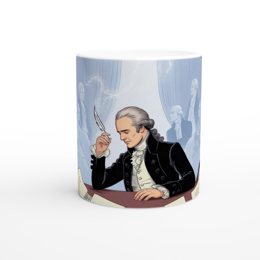 Founding Father Writing at Desk Illustration Mug — view 11